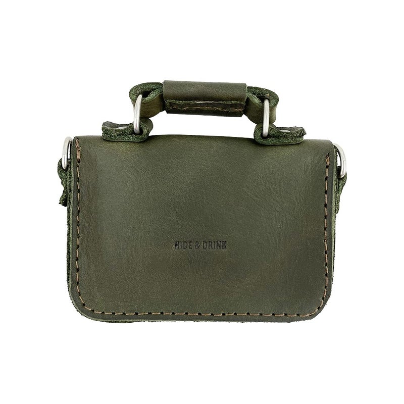Hide & Drink, Leather Mini Briefcase Card Holder, Holds Up to 10 Cards Plus Folded Bills, Case, Cash Organizer, Accessories, Handmade Includes 101 Year Warranty (Dark Jade) - Image 2